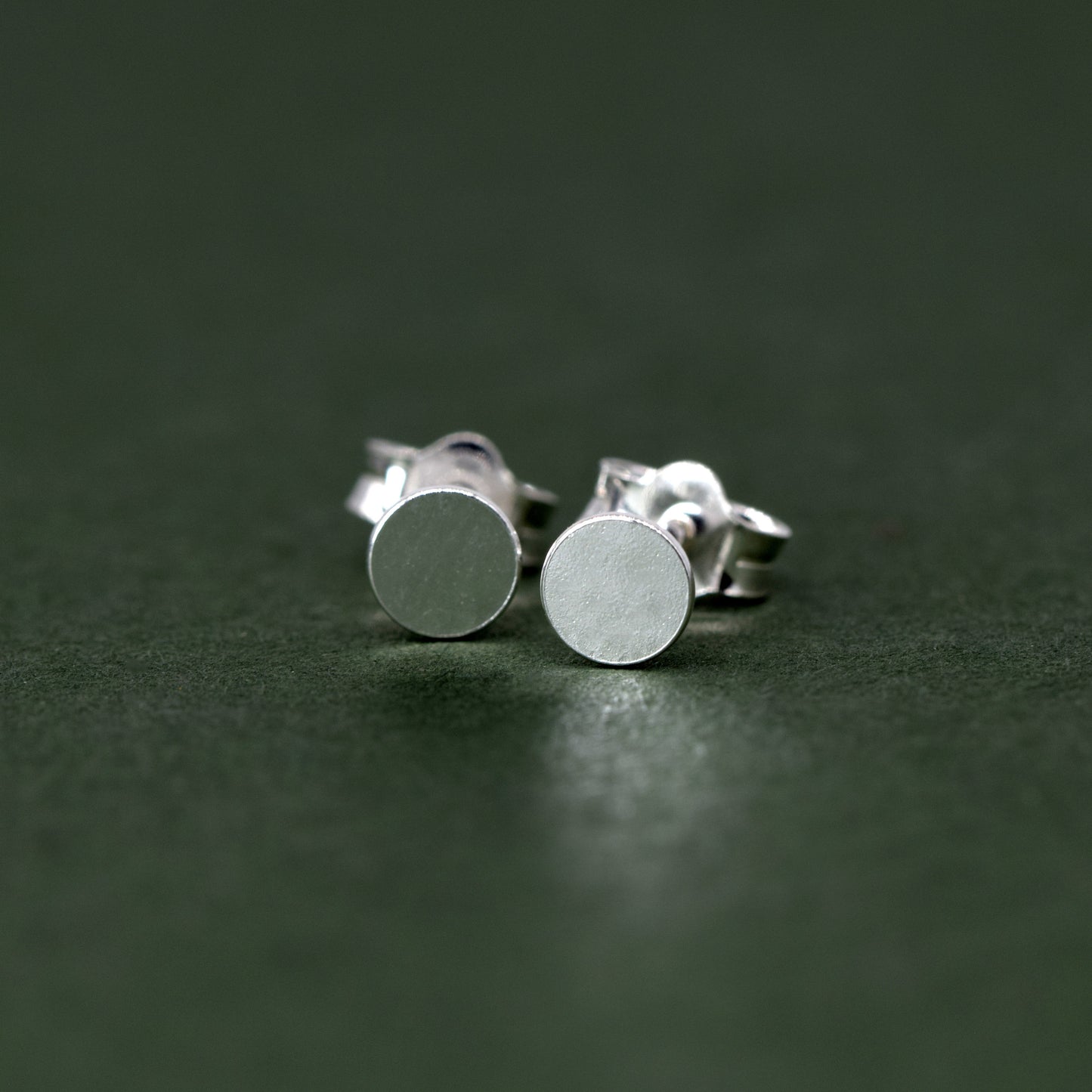 Sterling Silver Flat Round Stud Earrings