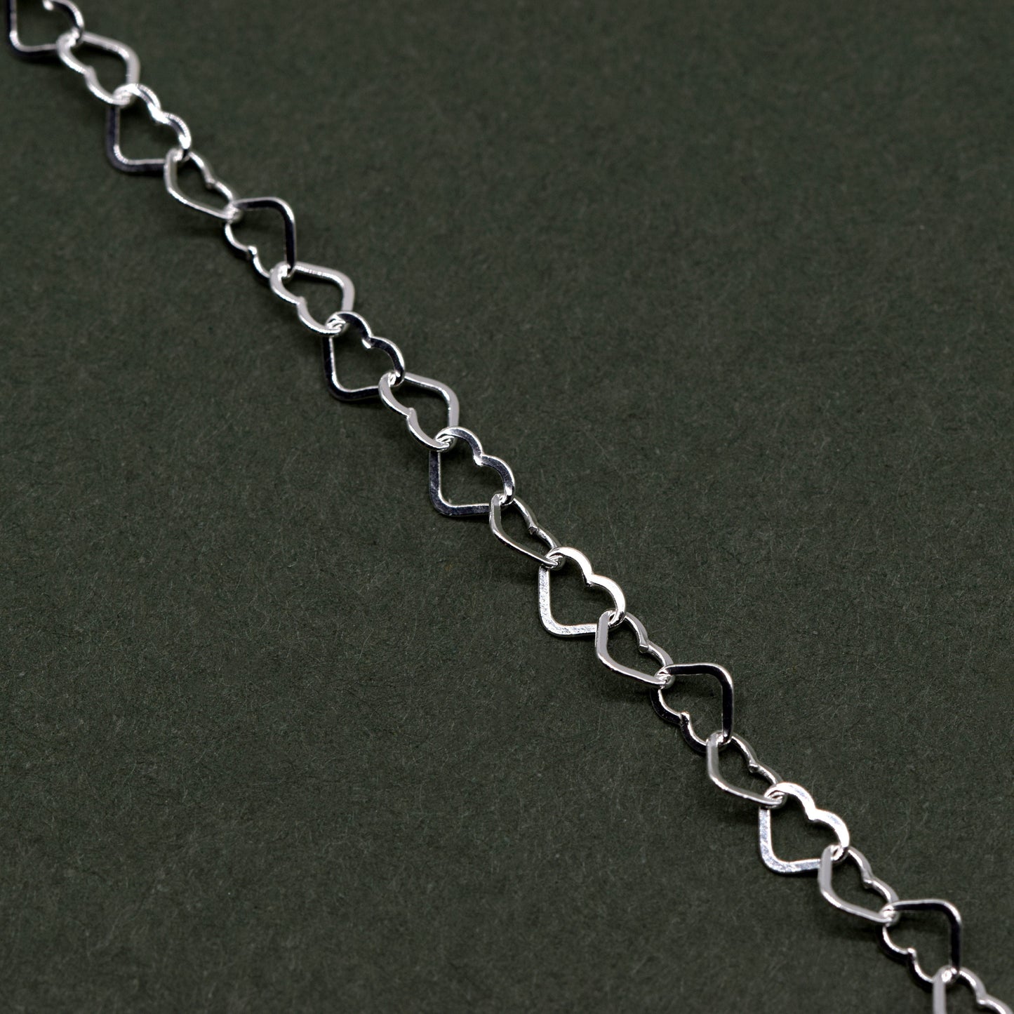 Genuine 925 Sterling Silver 3 x 4mm Link Heart Chain Uncut Lengths 1m+