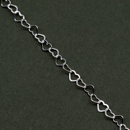 Genuine 925 Sterling Silver 3 x 4mm Link Heart Chain Uncut Lengths 1m+