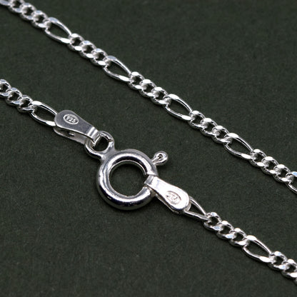 Sterling Silver 1.9mm D/C Figaro Chain Anklet