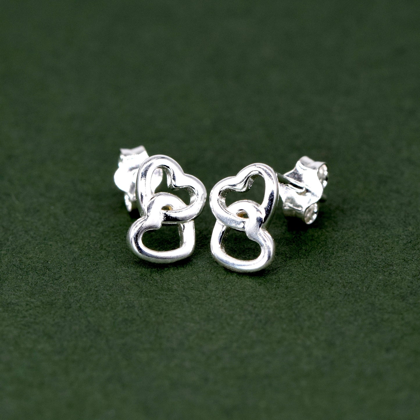 Sterling Silver Double Open Heart Stud Earrings