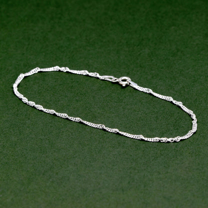Sterling Silver 1.8mm Singapore Chain Anklet