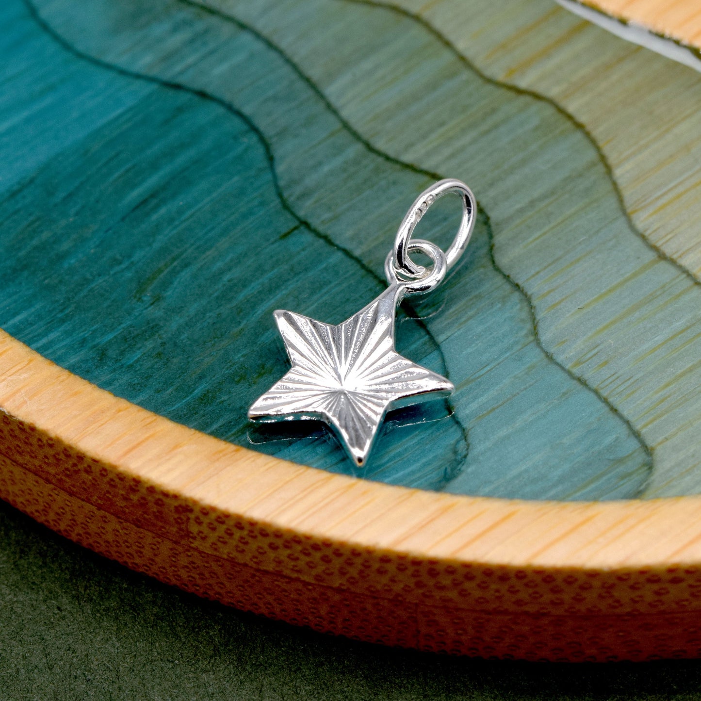 Sterling Silver 9mm D/C Fluted Star Pendant