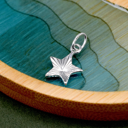 Sterling Silver 9mm D/C Fluted Star Pendant