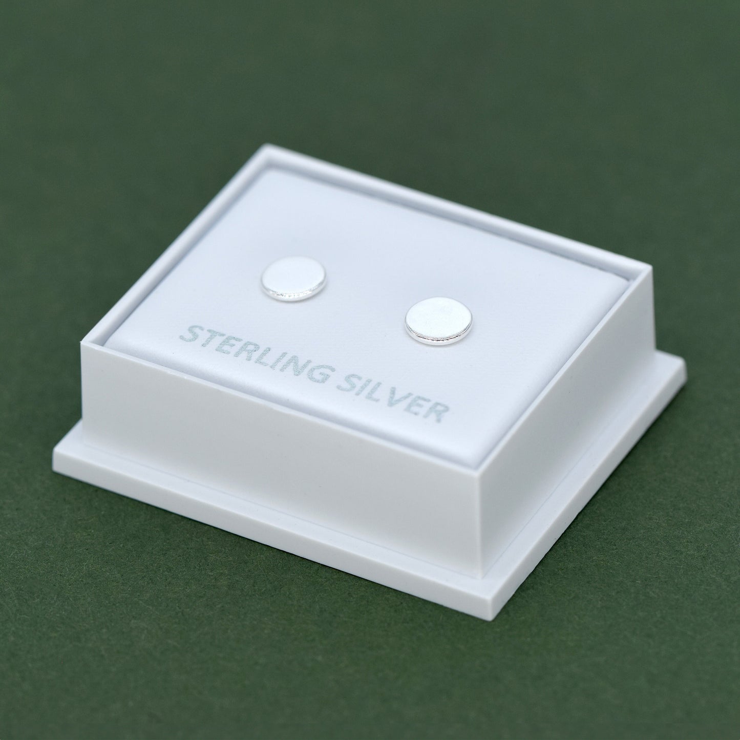 Sterling Silver Flat Round Stud Earrings in Gift Box