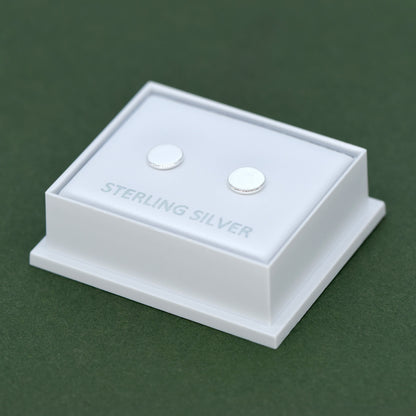 Sterling Silver Flat Round Stud Earrings in Gift Box
