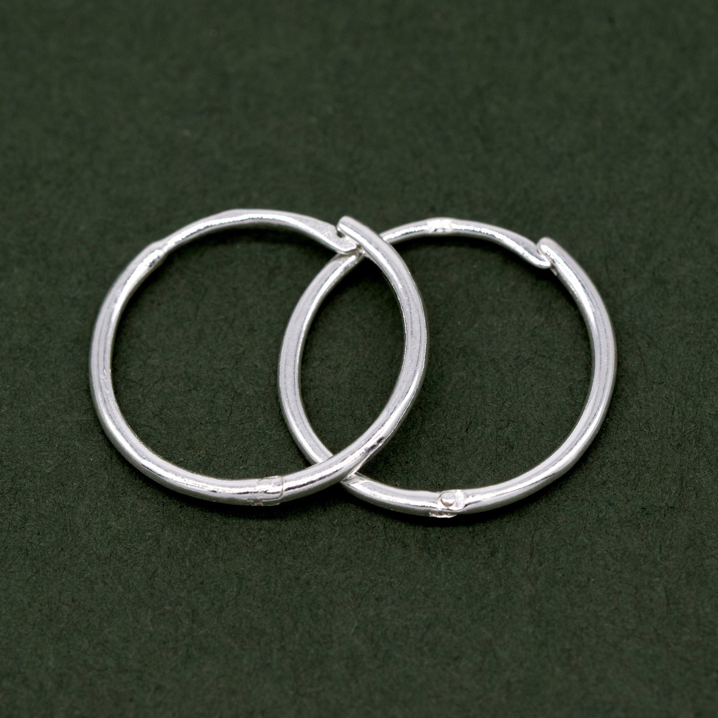 Sterling Silver 10, 14, 18mm Round Ear Huggie Hoop Earrings