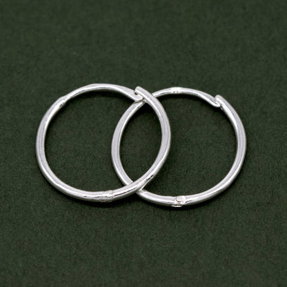 Sterling Silver 10, 14, 18mm Round Ear Huggie Hoop Earrings