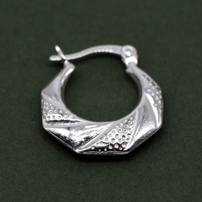 Sterling Silver Geometric Creole Hoop Earrings 19mm x 16mm