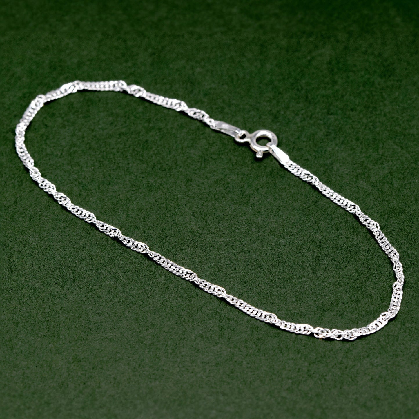 Sterling Silver 1.8mm Singapore Chain Anklet