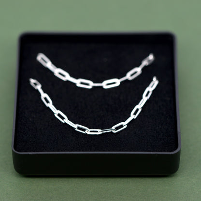 Sterling Silver 2.7mm Paperclip Chain Bracelet and Necklace Matching Set in Gift Box