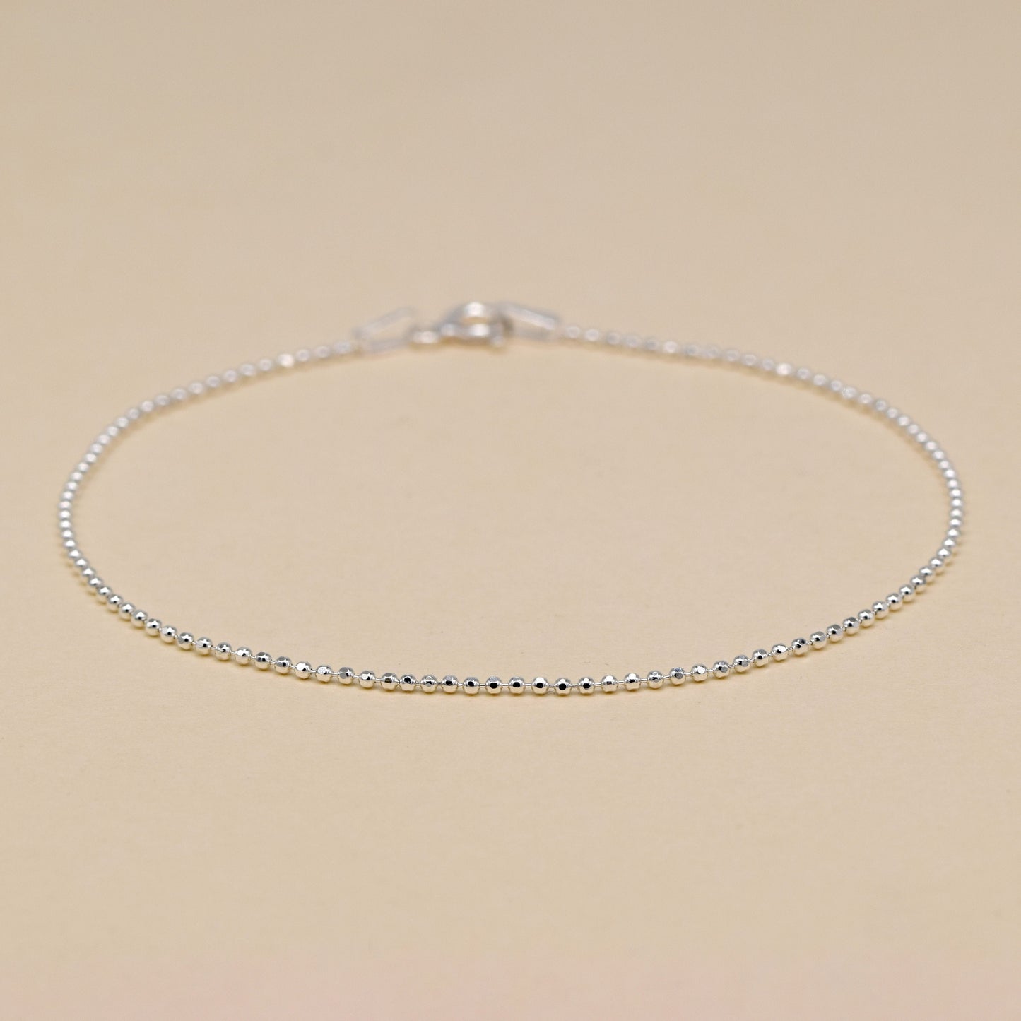 Sterling Silver Diamond Cut 1.2mm Ball Chain Anklet