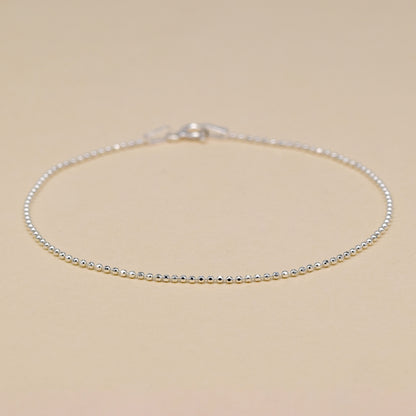 Sterling Silver Diamond Cut 1.2mm Ball Chain Anklet