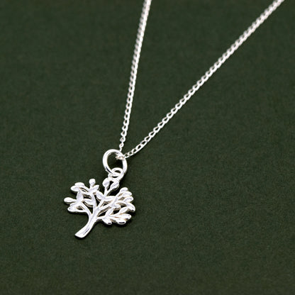 Sterling Silver Tree of Life Pendant Curb Chain Necklace