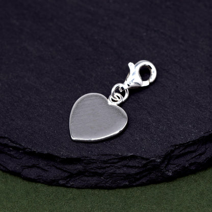Sterling Silver Heart Charm With Lobster Fitting