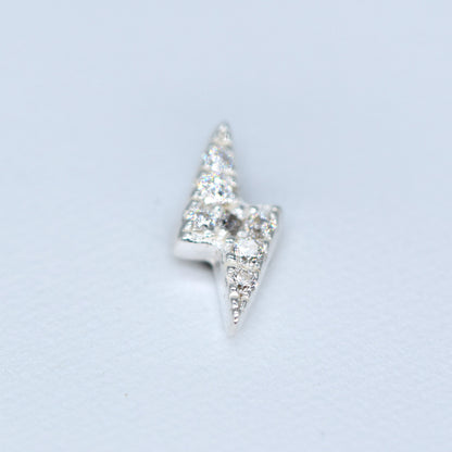 Sterling Silver 7.8mm Cubic Zirconia Lighting Bolt Stud Earrings in Gift Box