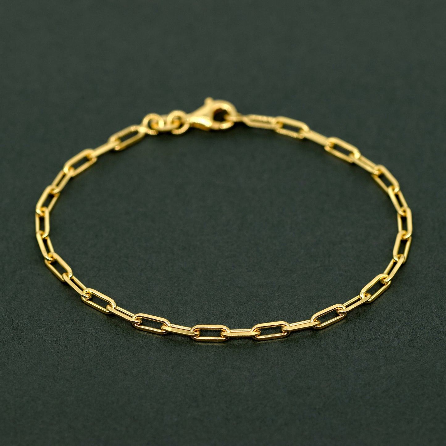 Gold Plated Sterling Silver 2.7mm Paperclip Chain Anklet