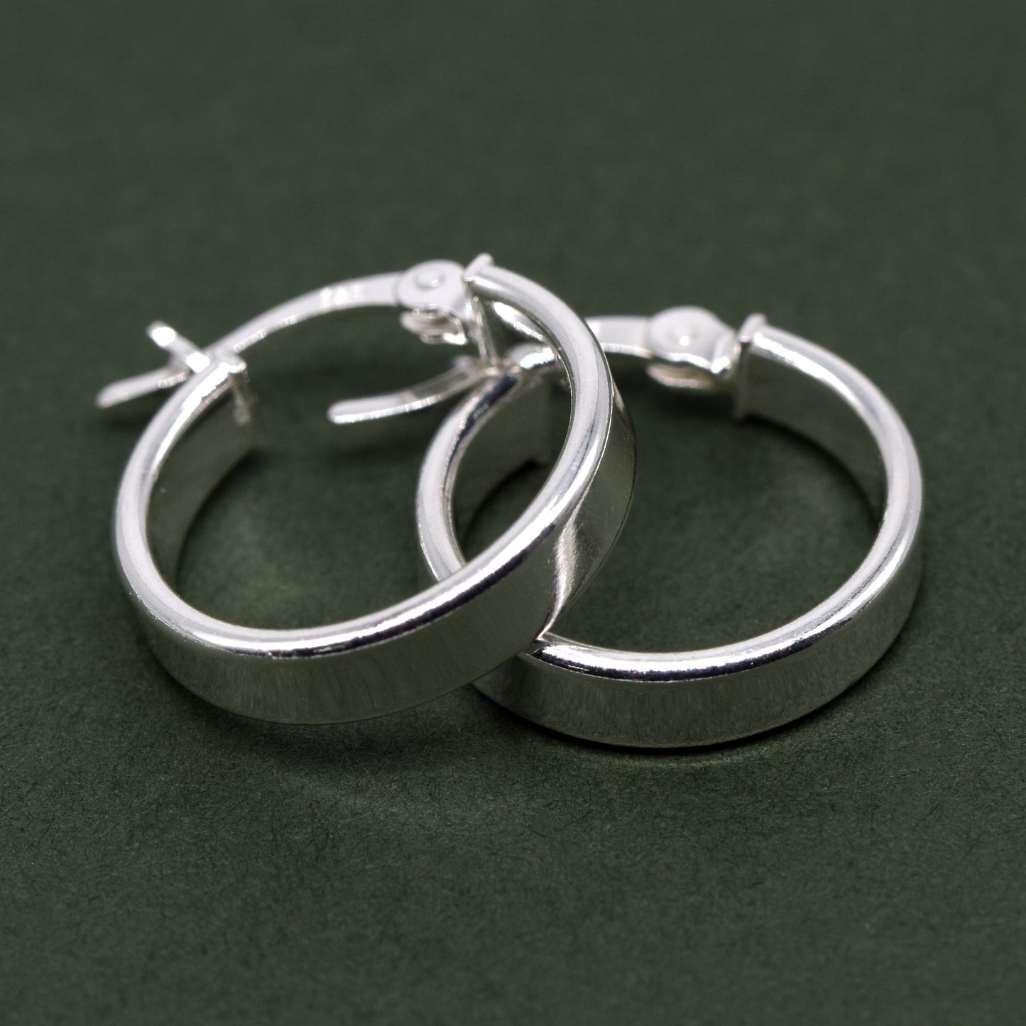 Sterling Silver Creole Style 15mm Flat Hoop Earrings