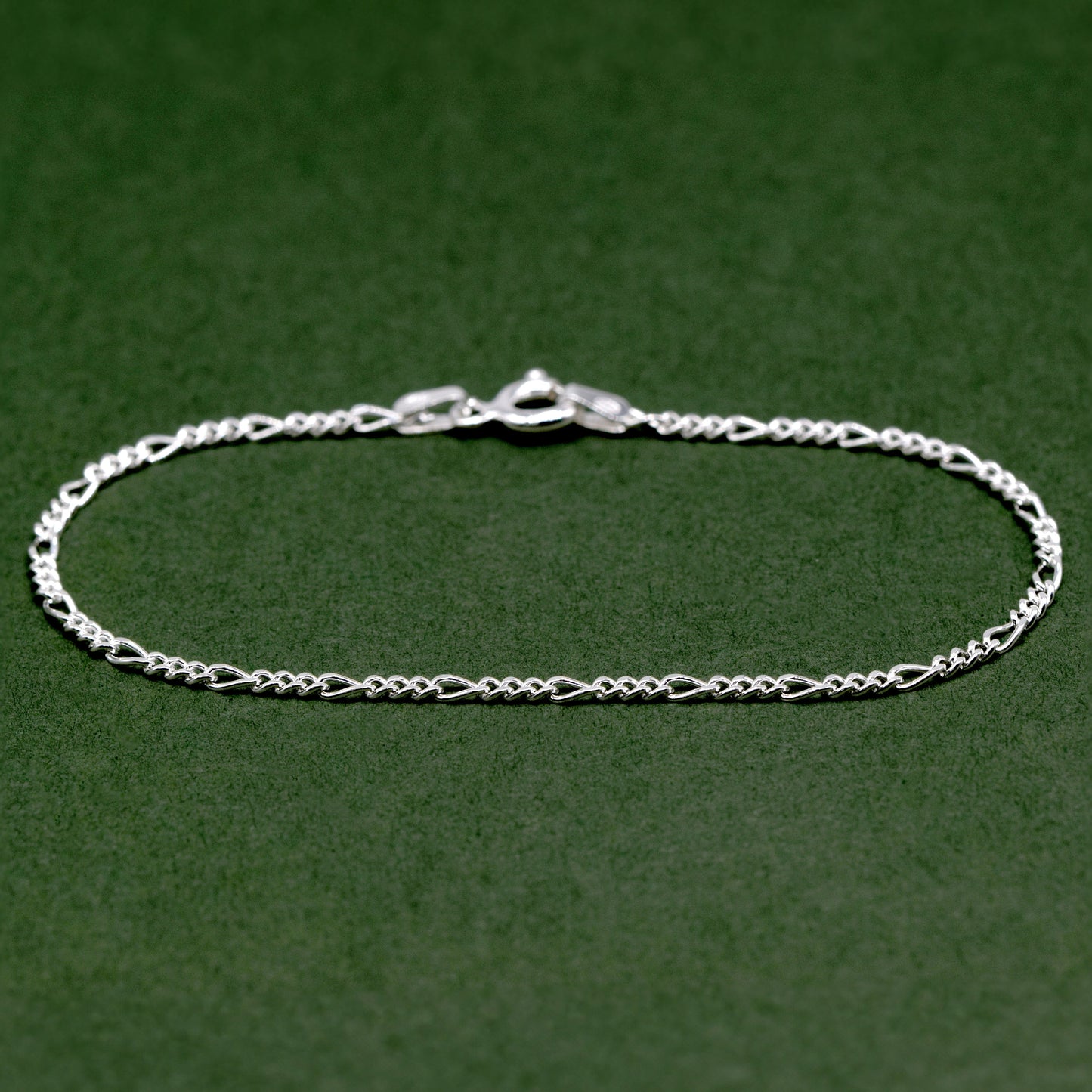 Sterling Silver 1.9mm D/C Figaro Chain Anklet