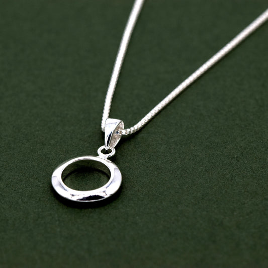Sterling Silver Circle Of Life Round Pendant Necklace on  Box Chain