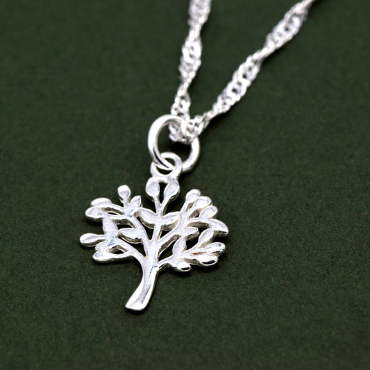 Sterling Silver Tree of Life Pendant on Singapore Chain