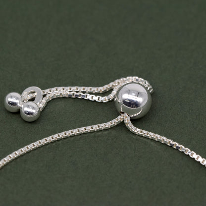 Sterling Silver Adjustable Slider Bracelet - 2.7mm Paperclip Chain on 1mm Box Chain