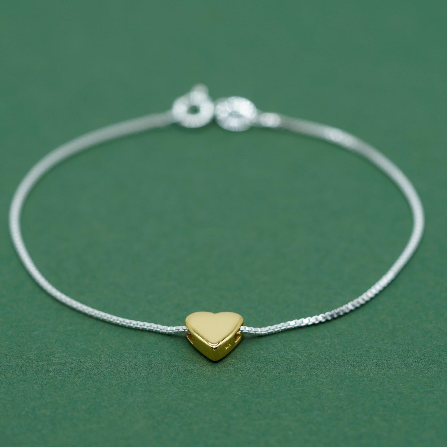 Gold Plated Sterling Silver Letter Charm on Sterling Silver Box Chain Bracelet