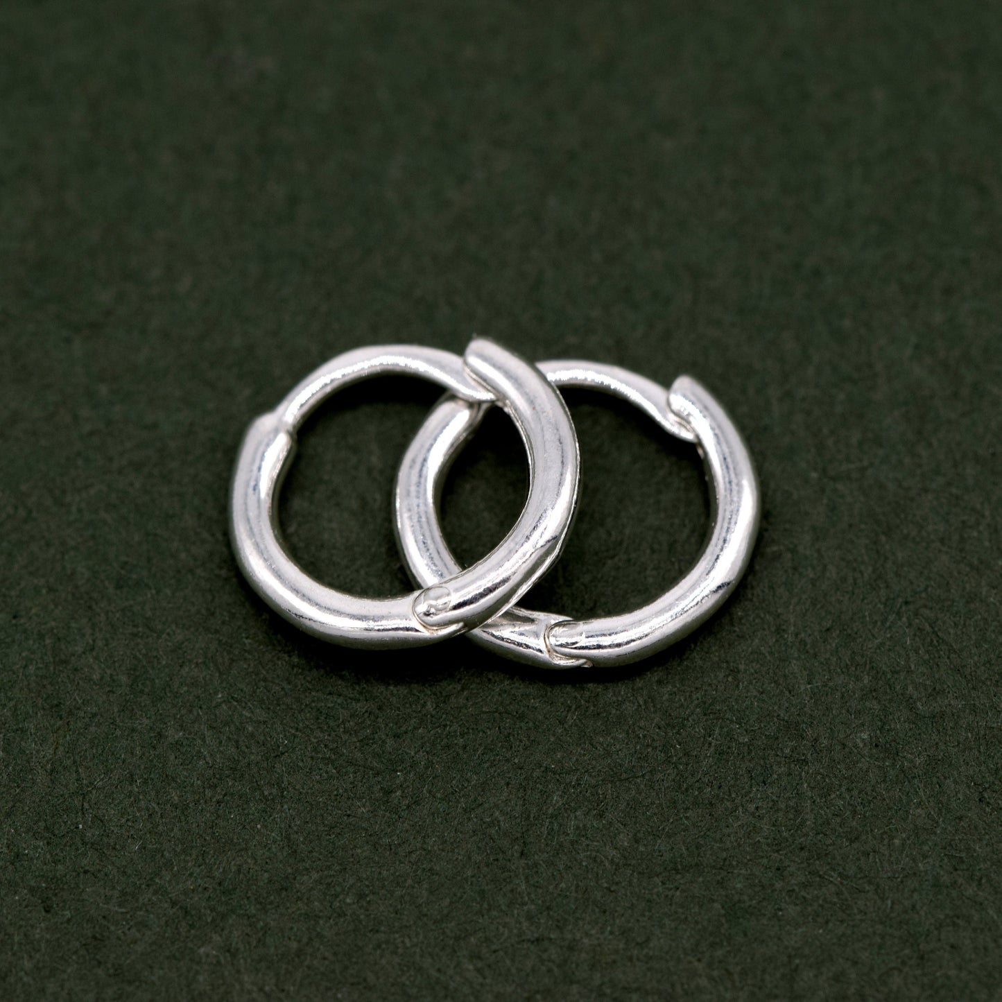 Sterling Silver 10, 14, 18mm Round Ear Huggie Hoop Earrings