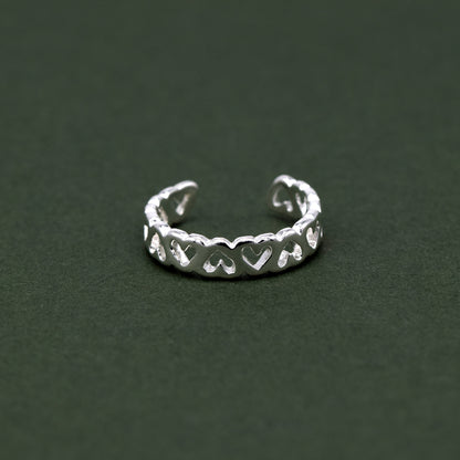 Sterling Silver Heart Toe/Adjustable Ring
