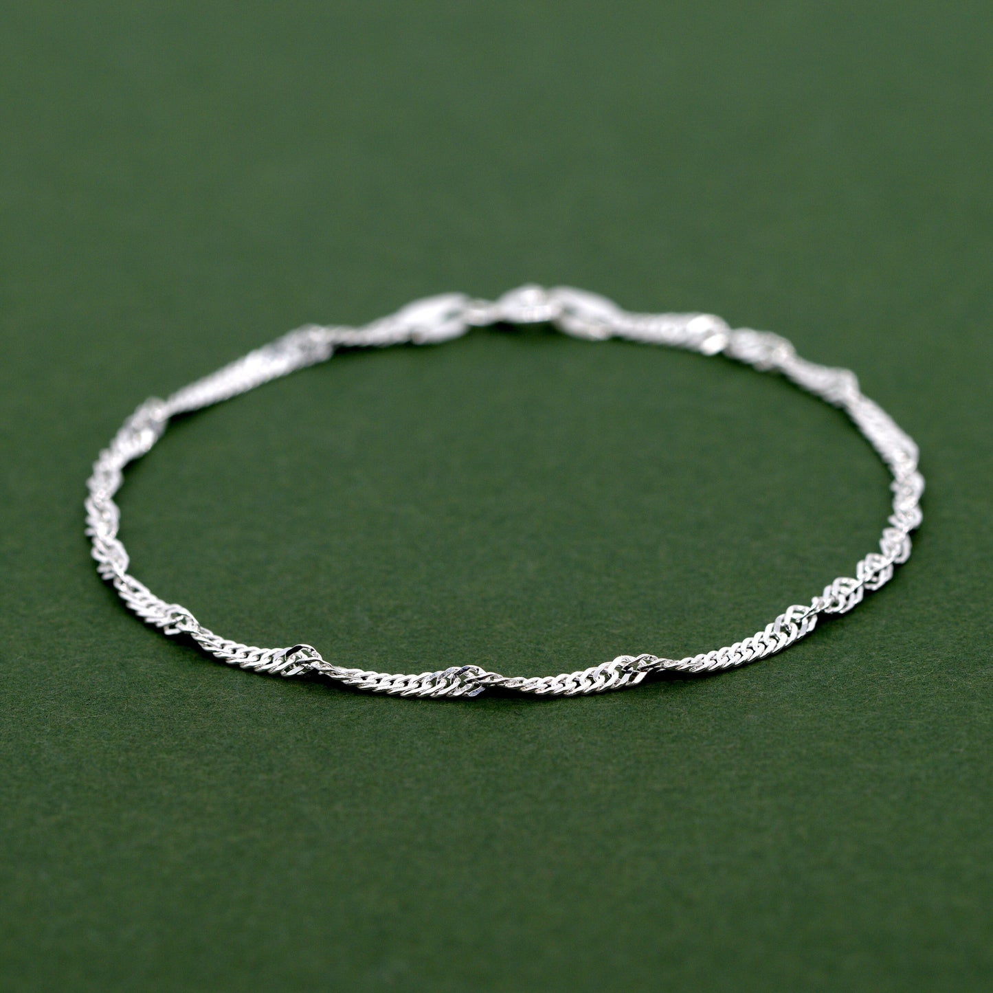 Sterling Silver 2.4mm Singapore Chain Bracelet