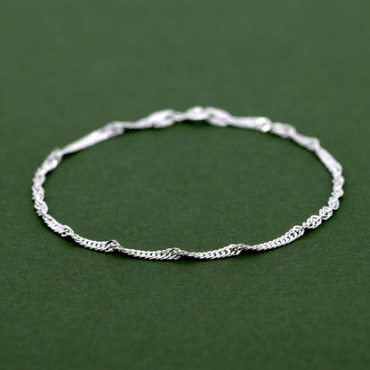 Sterling Silver 2.4mm Singapore Chain Bracelet