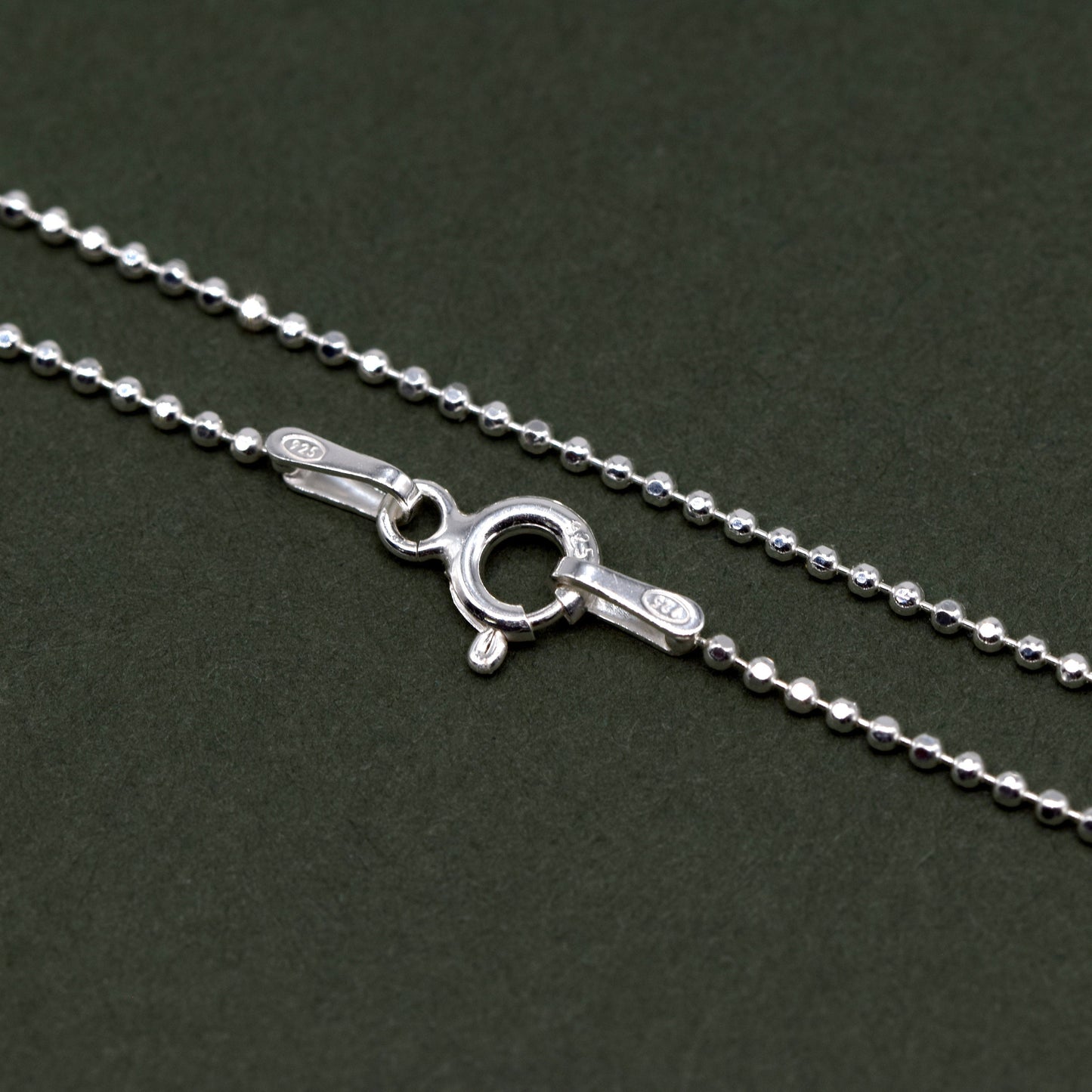 Sterling Silver 1.2mm Diamond Cut Ball Chain Bracelet
