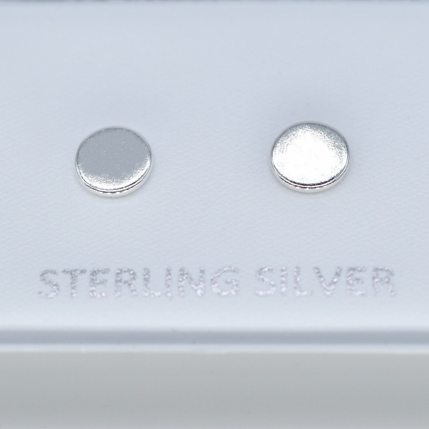Sterling Silver Flat Round Stud Earrings in Gift Box