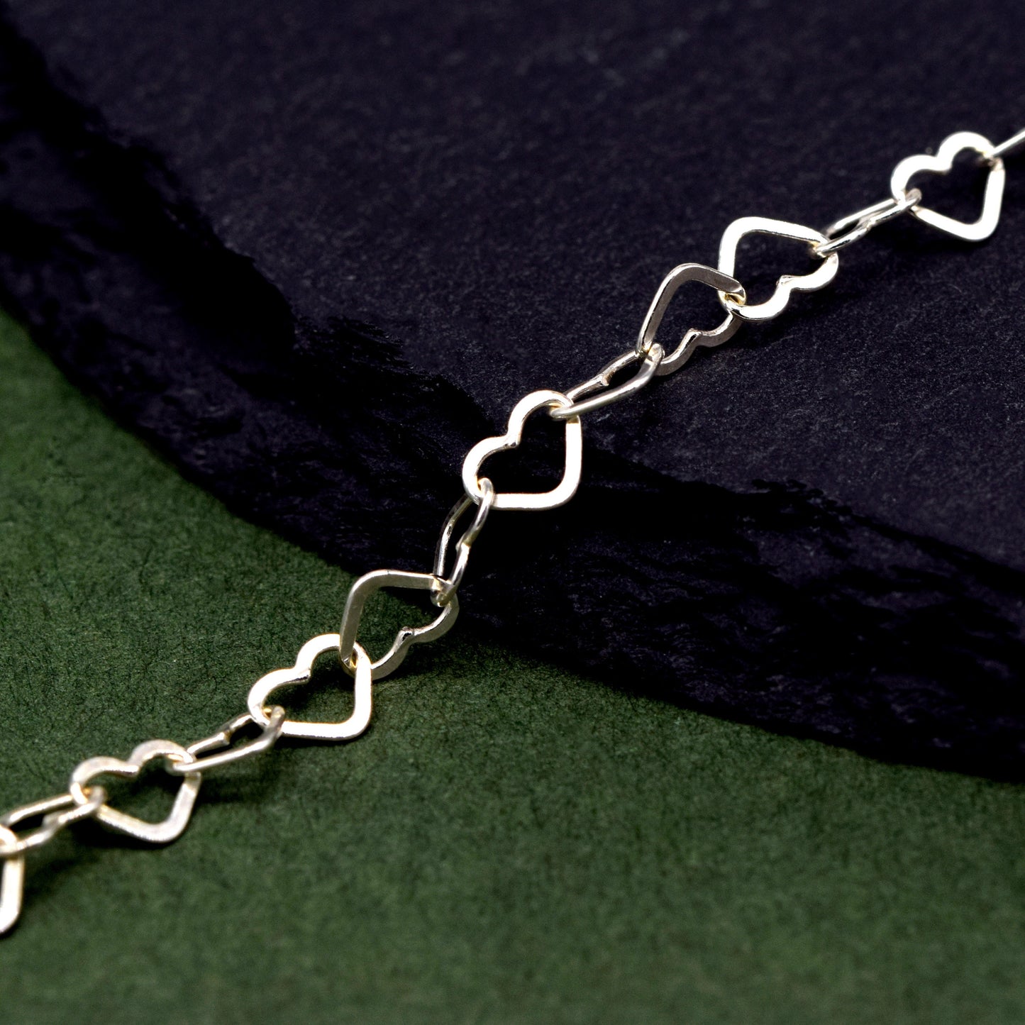 Sterling Silver 3mm Heart Link Anklet