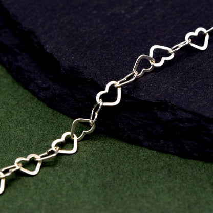 Sterling Silver 3mm Heart Link Anklet