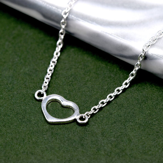 Sterling Silver Heart on Rolo Chain Necklace