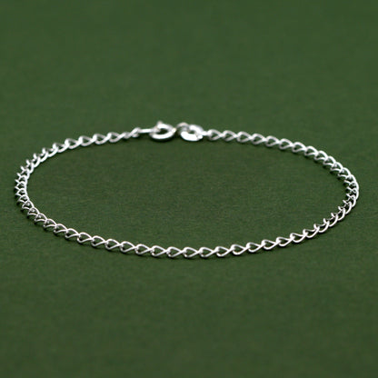 Sterling Silver 2.7mm Open Curb Chain Anklet