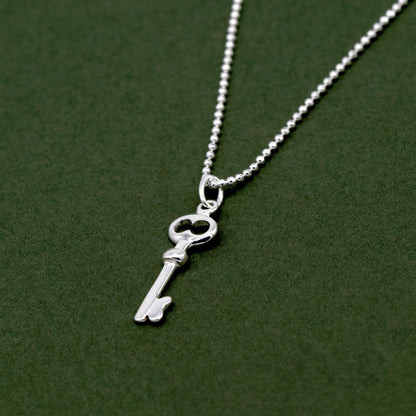 Sterling Silver Key Pendant Necklace on Ball Chain