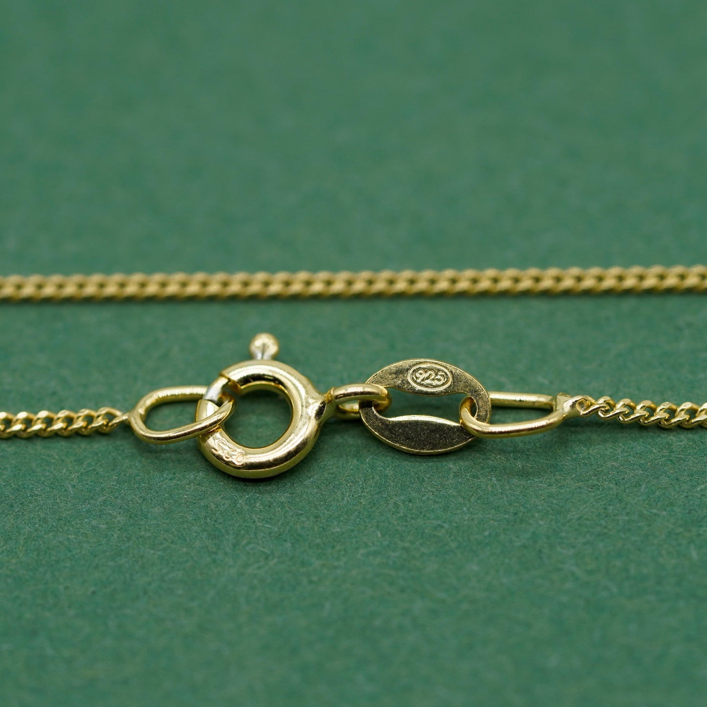 Gold Plated 925 Sterling Silver D/C 1mm Curb Chain