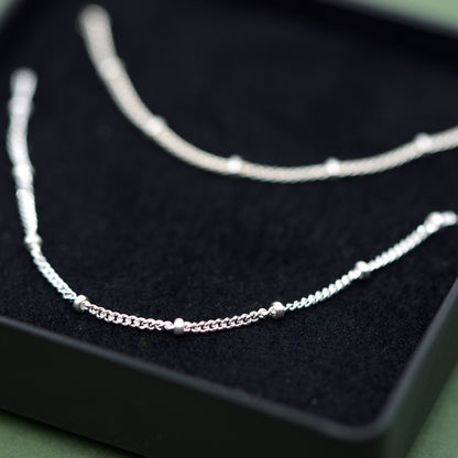 Sterling Silver Satellite Curb Chain Bracelet & Necklace Set