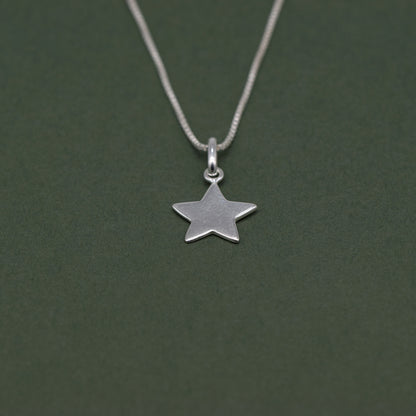 Sterling Silver Star Pendant Necklace on Box Chain