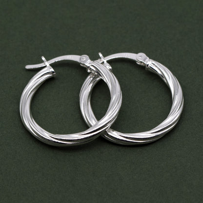 Sterling Silver 22mm Creole Twisted Hoop Earrings