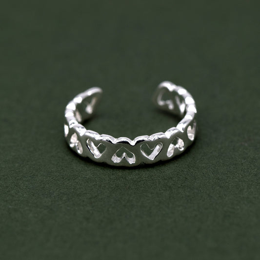 Sterling Silver Heart Toe/Adjustable Ring