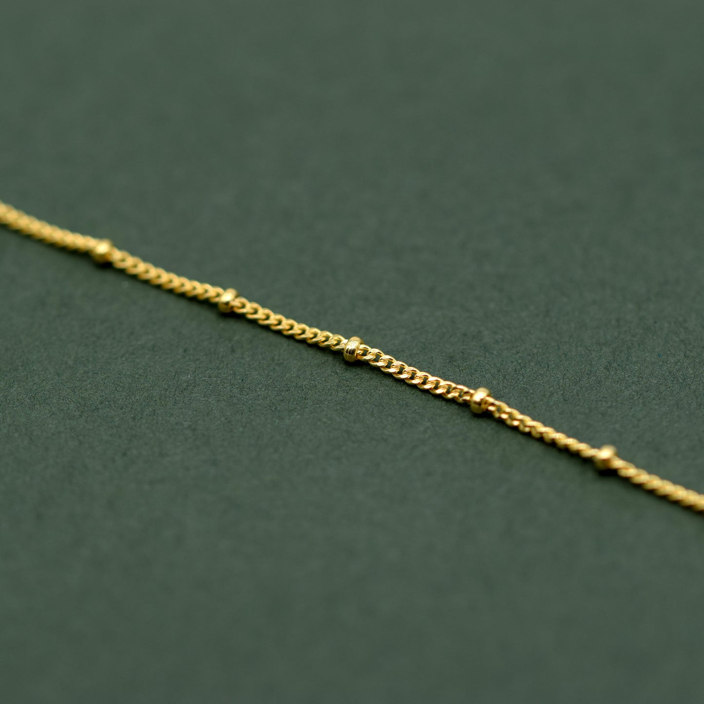 Gold Plated Sterling Silver Beaded Curb Chain Bracelet