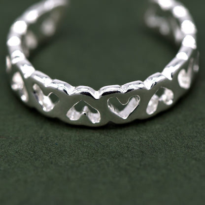 Sterling Silver Heart Toe/Adjustable Ring
