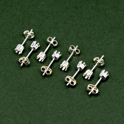8 Sterling Silver Claw Stud With Stud Scrolls 4, 6mm, Jewellery Making Findings