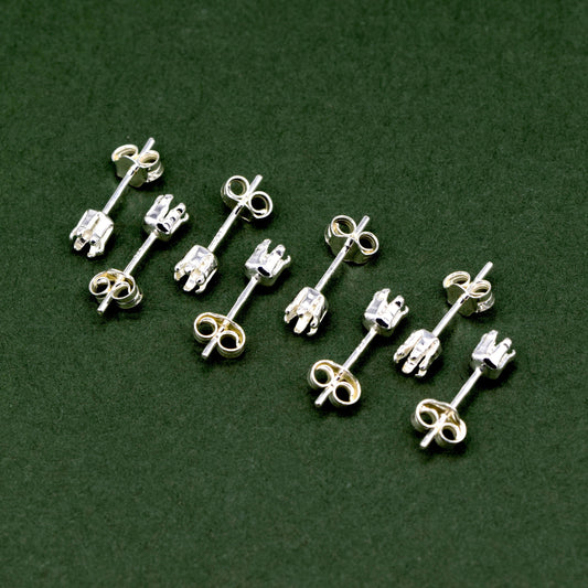 8 Sterling Silver Claw Stud With Stud Scrolls 4, 6mm, Jewellery Making Findings