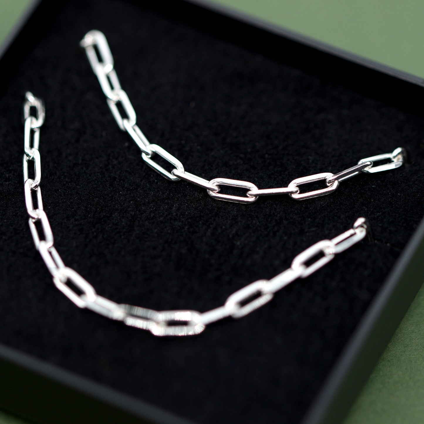 Sterling Silver 2.7mm Paperclip Chain Bracelet and Necklace Matching Set in Gift Box