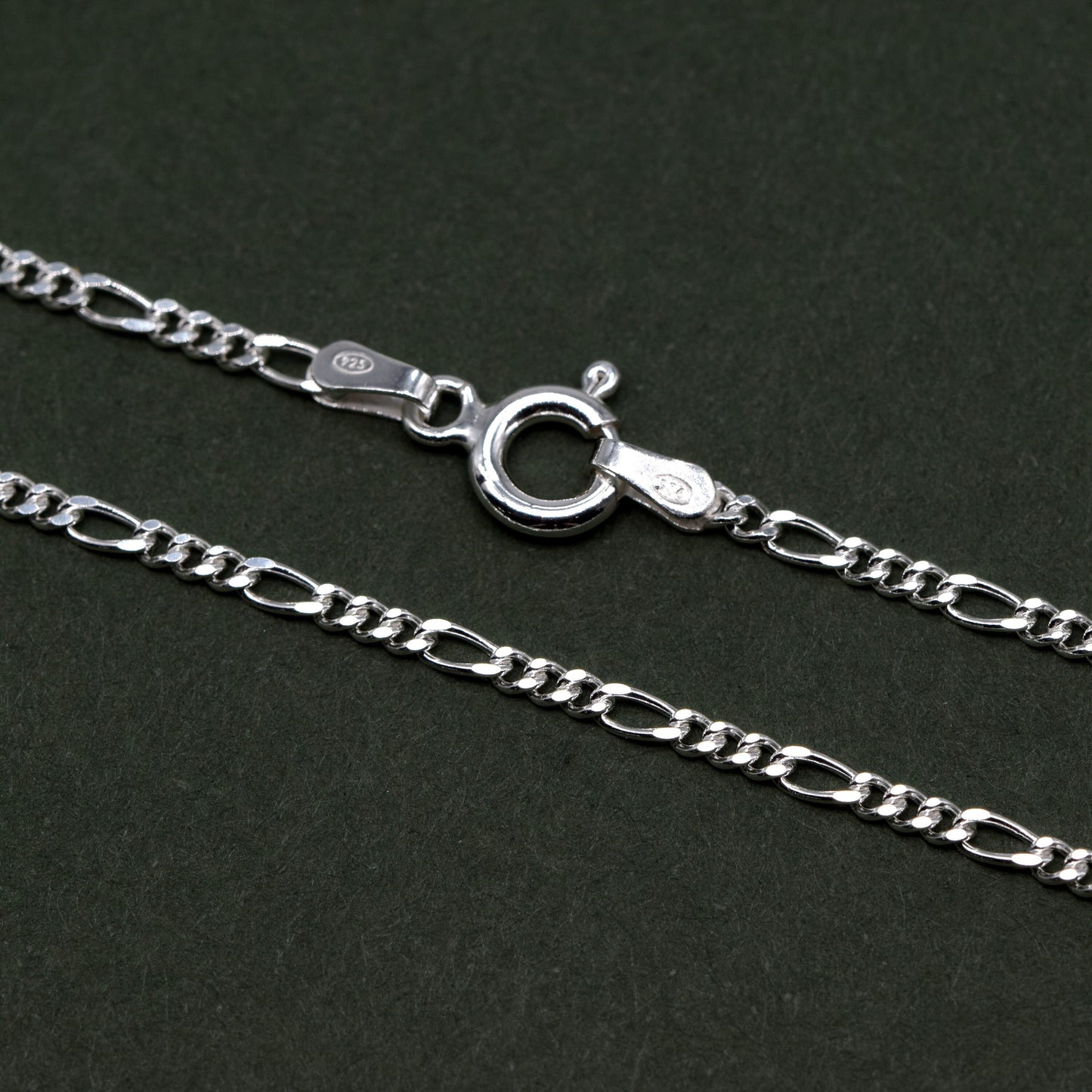 Sterling Silver D/C 1.9mm Figaro Chain Necklace