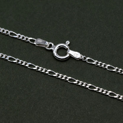 Sterling Silver D/C 1.9mm Figaro Chain Necklace